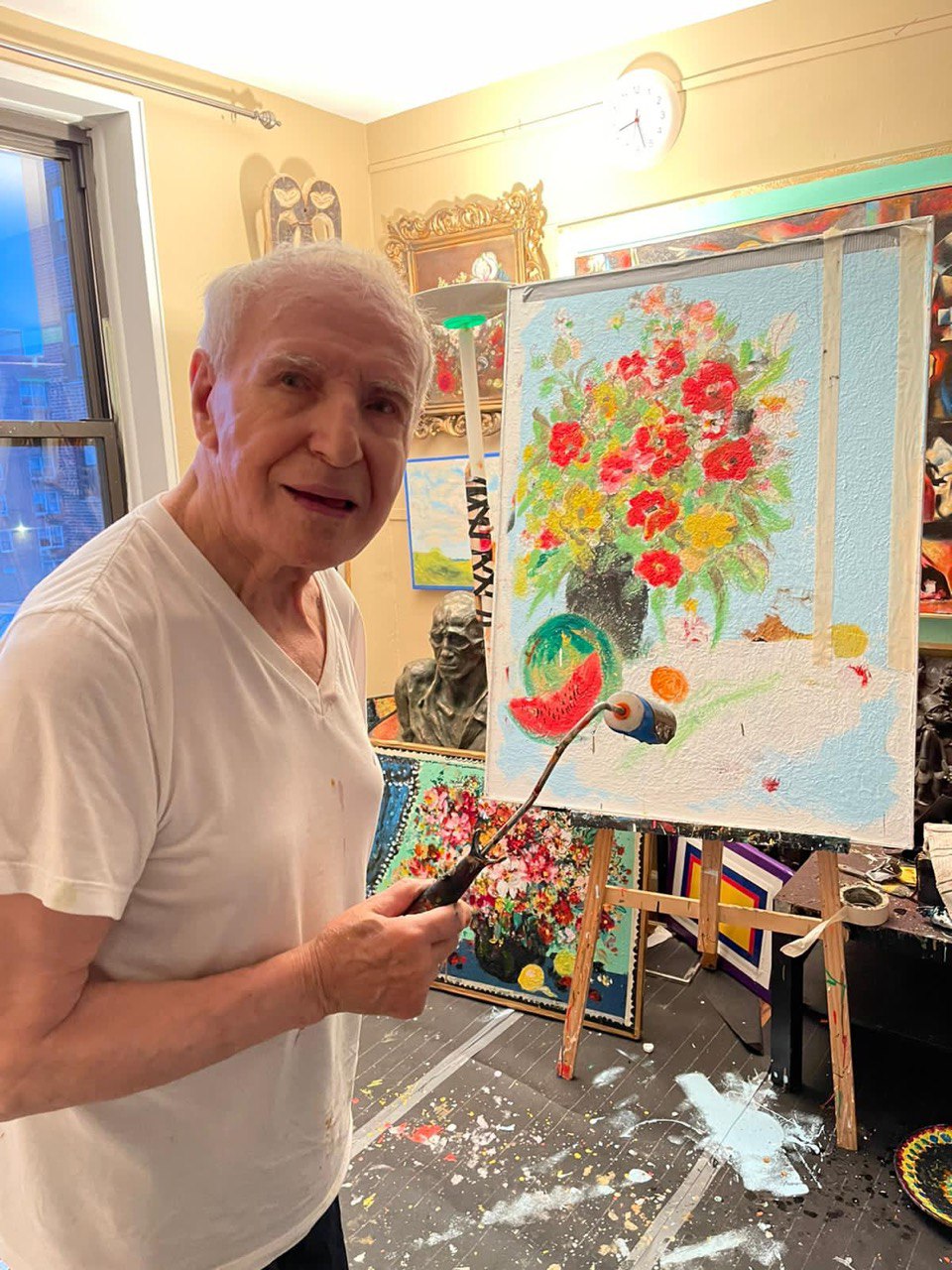 Mikhail Zvyagin Creates a New Painting to Celebrate His 90th Birthday